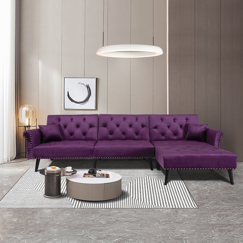 Convertible Sofa bed sleeper Purple Velvet（W223S00001、W223S00711、W223S00872）