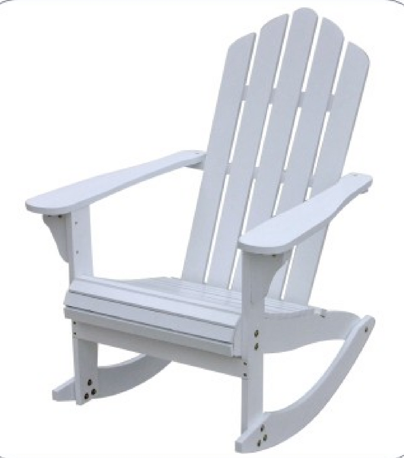 Reclining Wooden  Outdoor Rocking Adirondack chair White