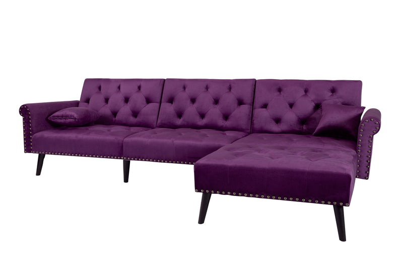 Convertible Sofa bed sleeper Purple Velvet（W223S00001、W223S00711、W223S00872）