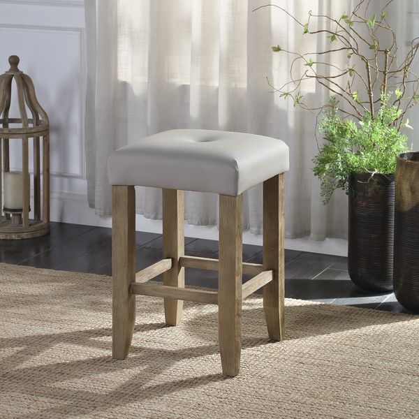 Charnell - Counter Height Chair (Set of 2) - Gary PU & Oak Finish - Atlantic Fine Furniture Inc