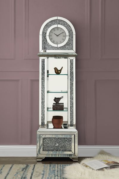 Noralie - Grandfather Clock - Pearl Silver - 63" - Atlantic Fine Furniture Inc