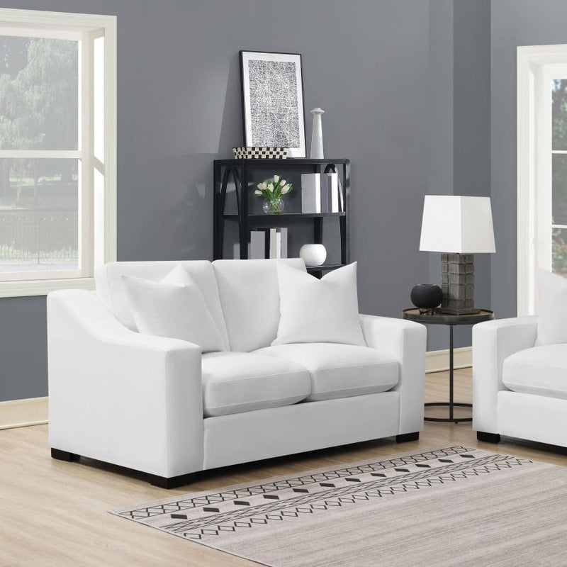 Ashlyn - Upholstered Sloped Arm Loveseat - White