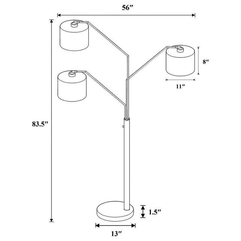 Jirou - Drum Shade Tree Floor Lamp - Satin Nickel - Atlantic Fine Furniture Inc