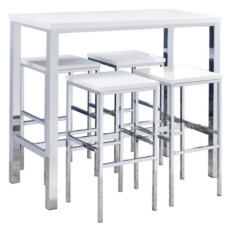 Natividad - 5 Piece Pub Height Bar Table Set - White High Gloss - Atlantic Fine Furniture Inc