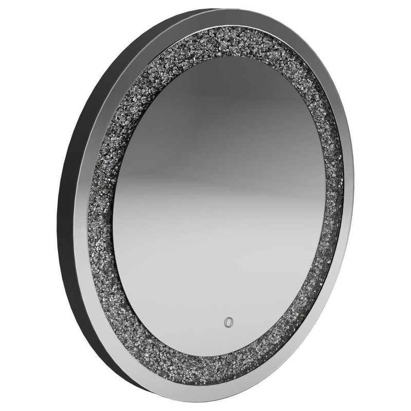 Landar - Round LED Light Wall Mirror - Silver - Atlantic Fine Furniture Inc