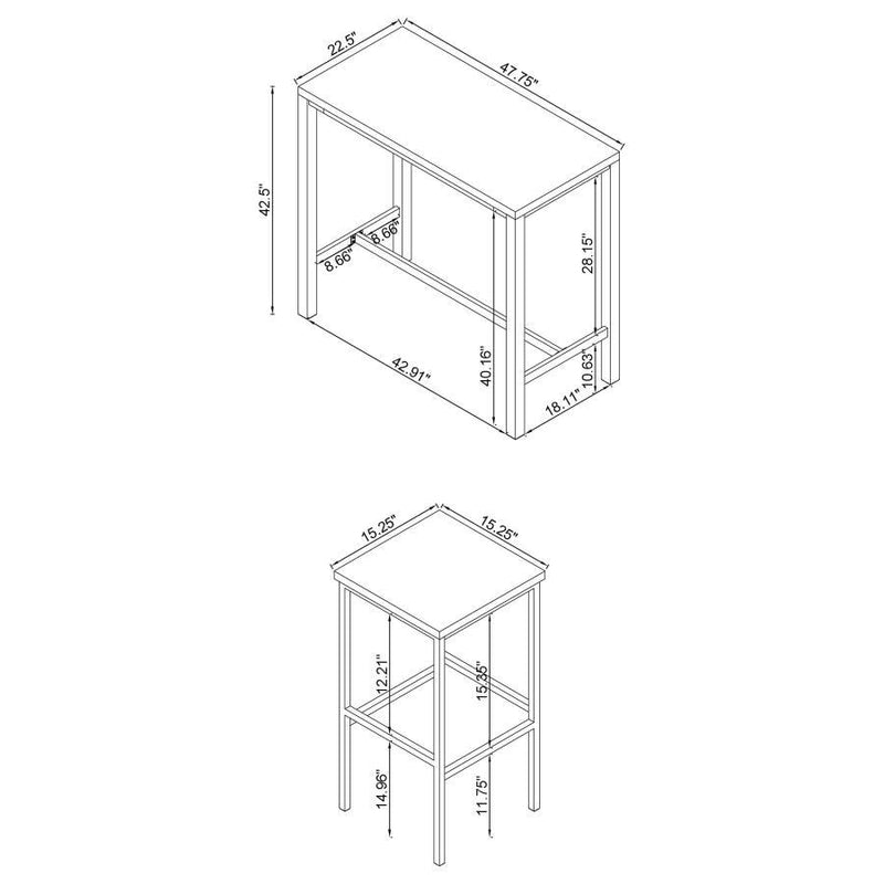 Natividad - 5 Piece Pub Height Bar Table Set - White High Gloss - Atlantic Fine Furniture Inc