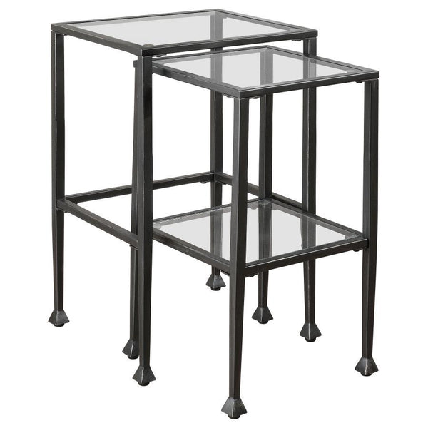 Leilani - 2 Piece Glass Top Nesting Table Set - Black - Atlantic Fine Furniture Inc