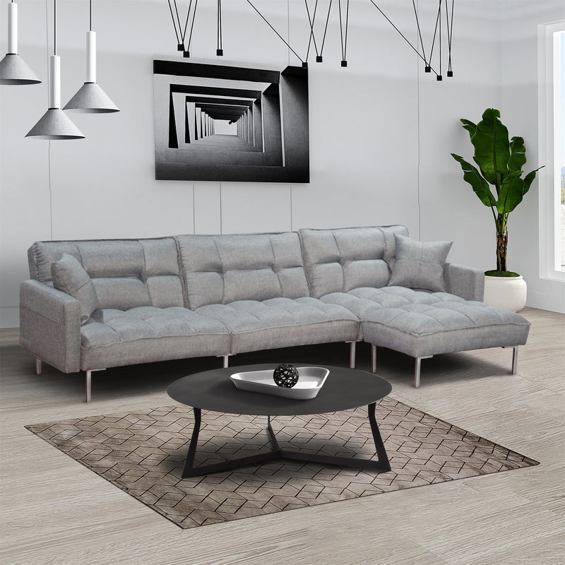 Sectional sofa couch sleeper grey