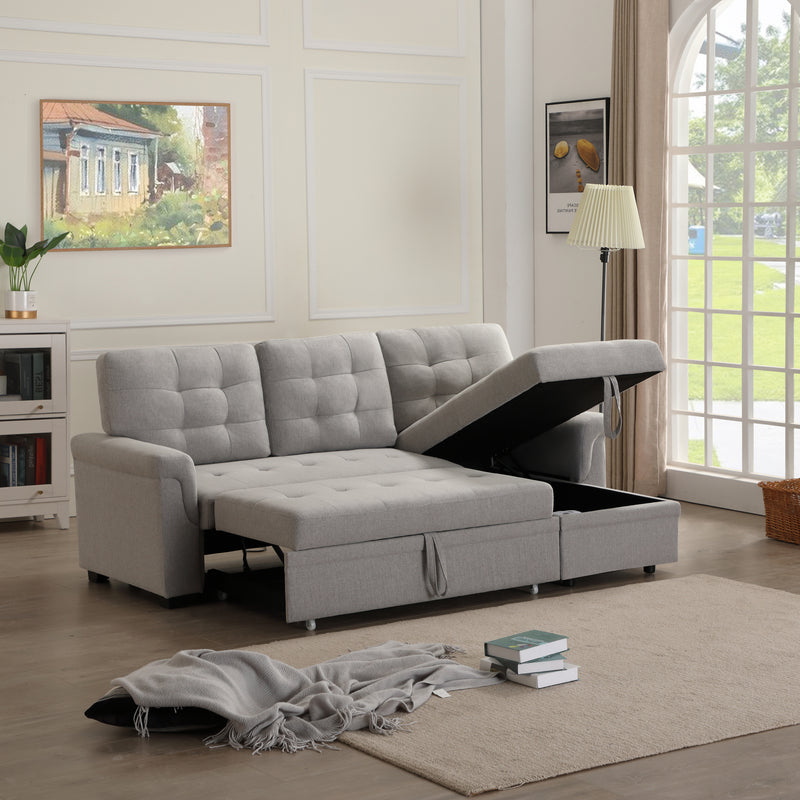 Upholstery Sleeper Sectional Sofa Gray