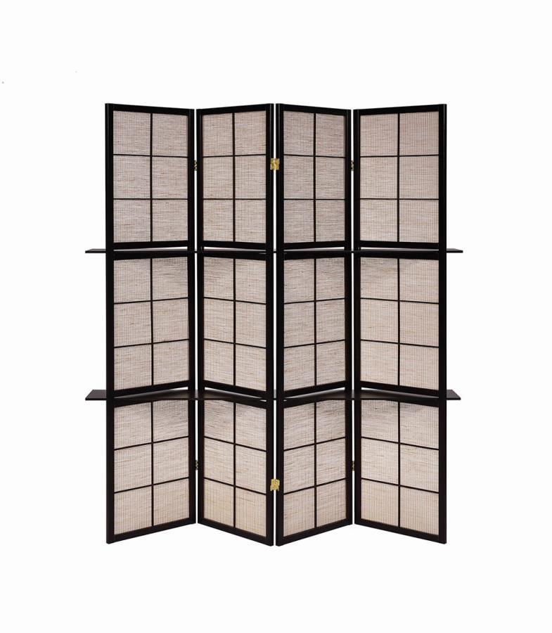 Iggy - 4-Panel Room Divider Folding Shoji Screen - Cappuccino - Atlantic Fine Furniture Inc