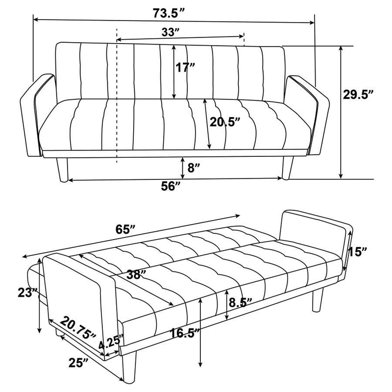 Sommer - Upholstered Tufted Convertible Sofa Bed - Gray