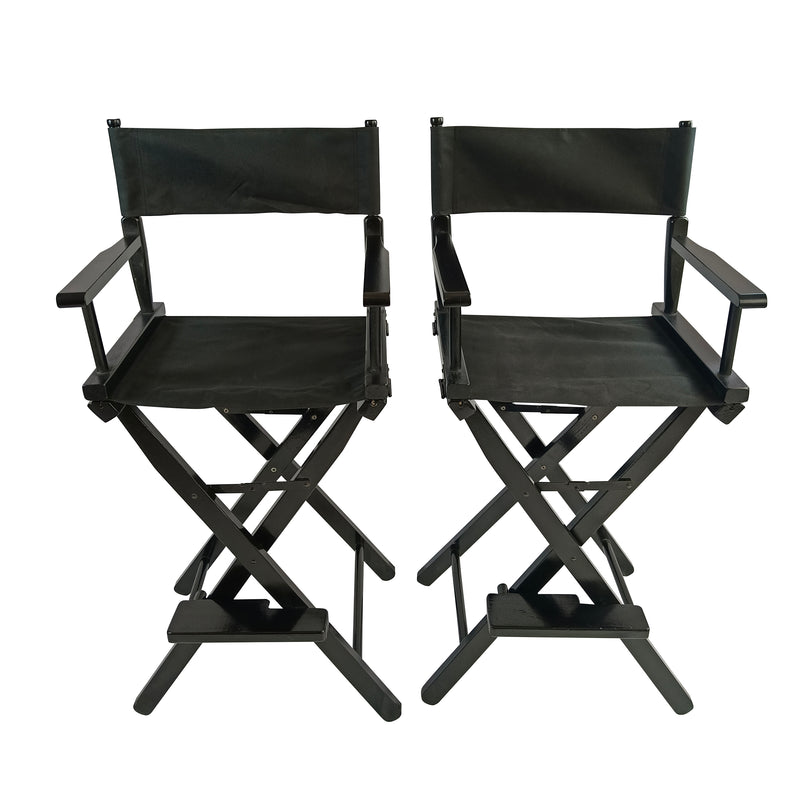 Casual Home Director\\\'s Chair , Black Frame/Black Canvas，Suitable for adults, foldable style， 2pcs/set populus