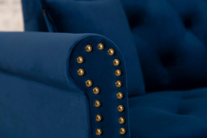 Convertible Sofa bed sleeper Navy blue velvet (same as W223S01591。Size difference, See Details in page.)