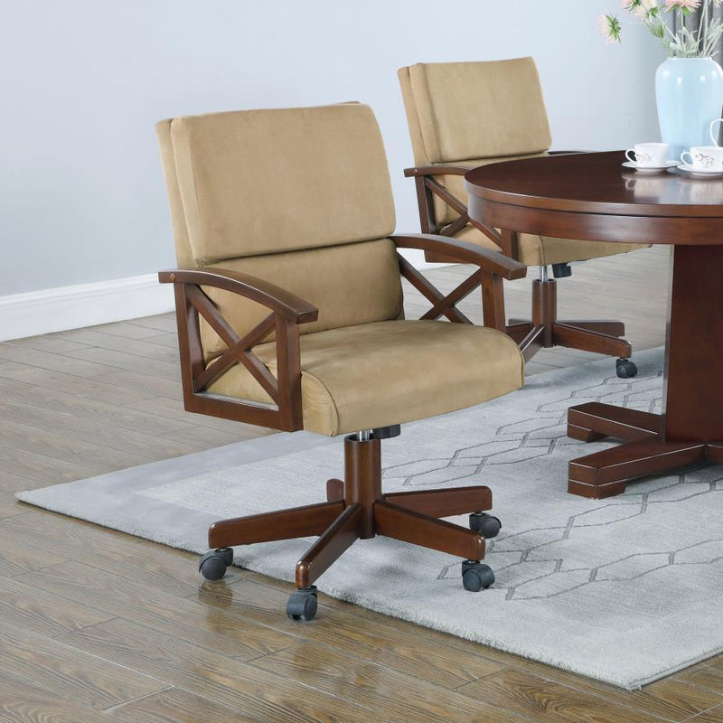 Marietta - Upholstered Swivel Dining And Game Chair - Tobacco - Atlantic Fine Furniture Inc