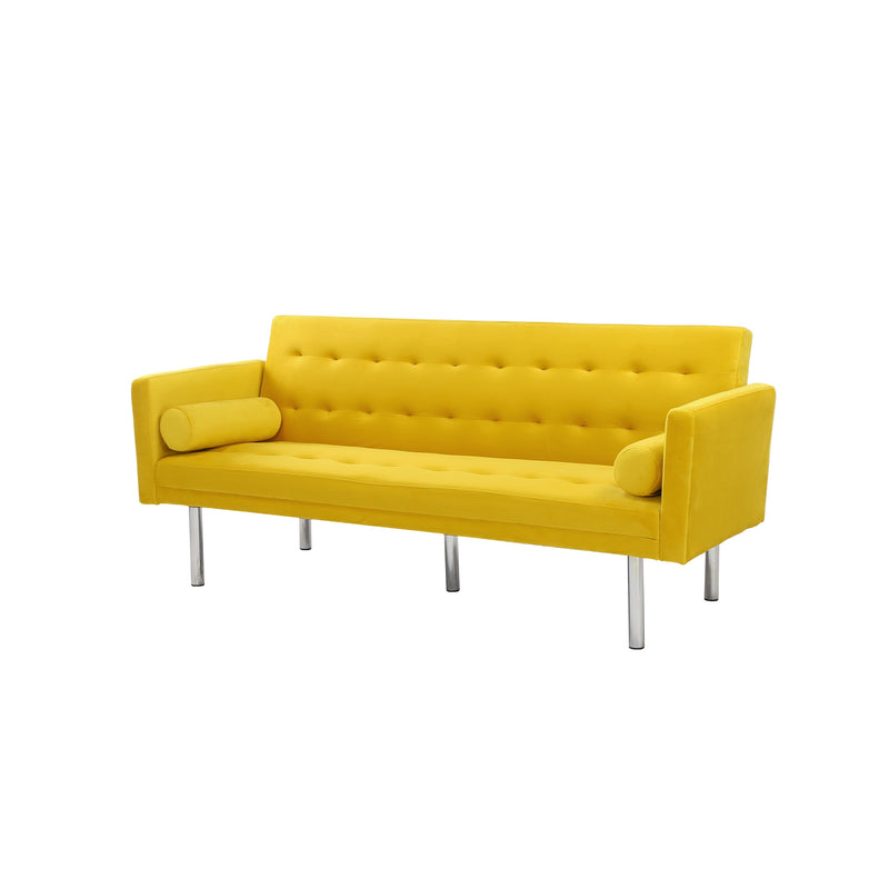 Square arm sleeper sofa Yellow Velvet ***Not available for sale on Walmart***