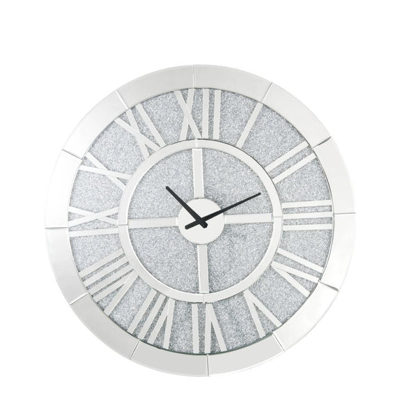 Nowles - Wall Clock - Mirrored & Faux Stones - Atlantic Fine Furniture Inc