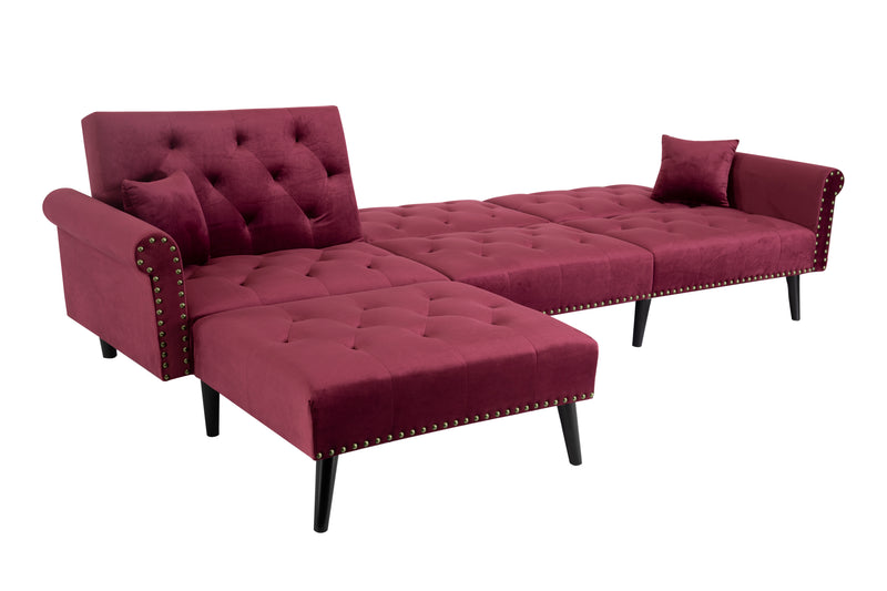 Convertible Sofa bed sleeper red velvet（W223S00006、W223S00712、W223S00458）