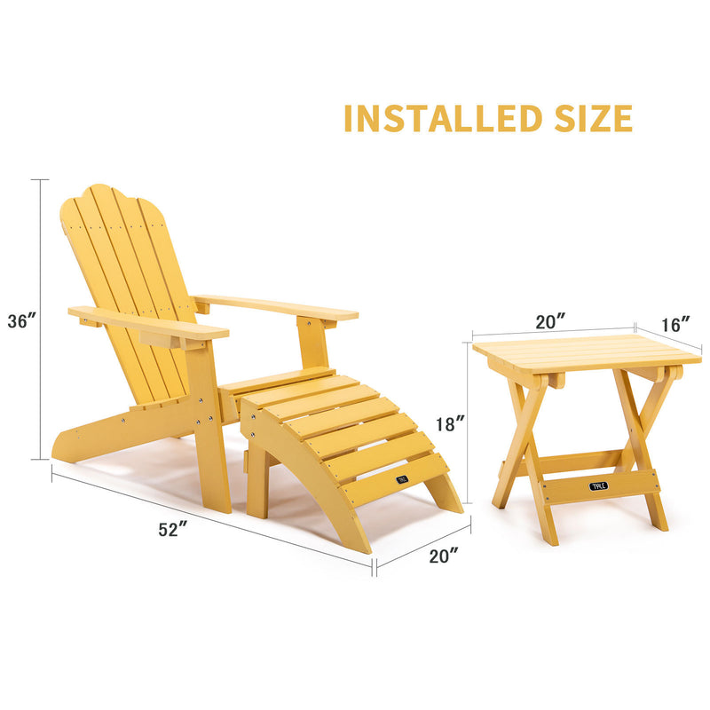 TALE Adirondack Chair Backyard Furniture Painted Seating with Cup Holder All-Weather and Fade-Resistant Plastic Wood for Lawn Outdoor Patio Deck Garden Porch Lawn Furniture Chairs Yellow