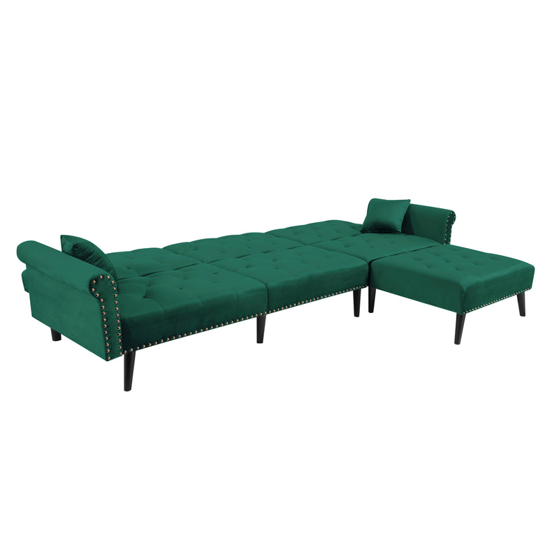 Convertible Sofa bed sleeper GREEN velvet (same as W223S00707。Size difference, See Details in page.)