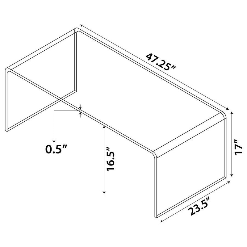 Ripley - Rectangular Tempered Bent Glass Coffee Table - Clear - Atlantic Fine Furniture Inc