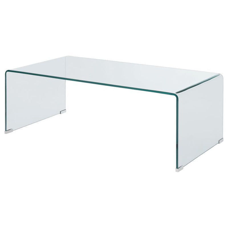 Ripley - Rectangular Tempered Bent Glass Coffee Table - Clear - Atlantic Fine Furniture Inc