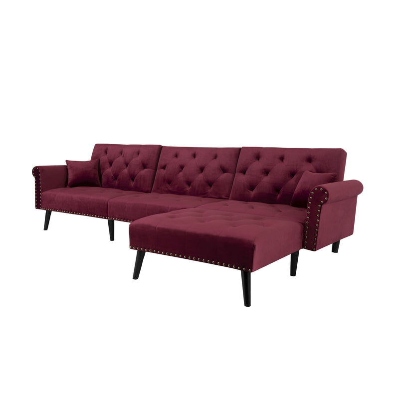 Convertible Sofa bed sleeper red velvet（W223S00006、W223S00712、W223S00458）