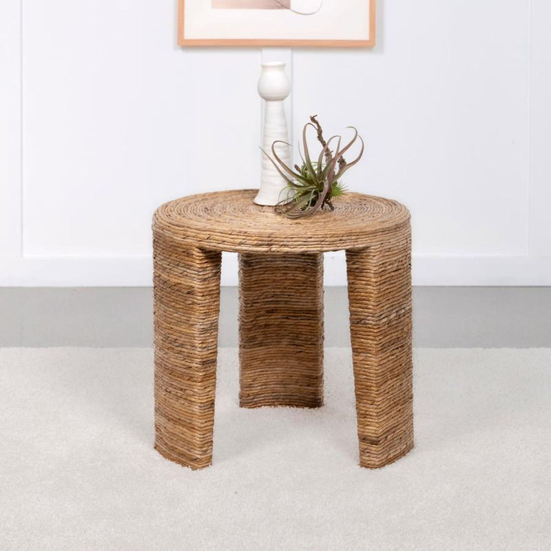 Artina - Woven Rattan Round Side End Table - Natural