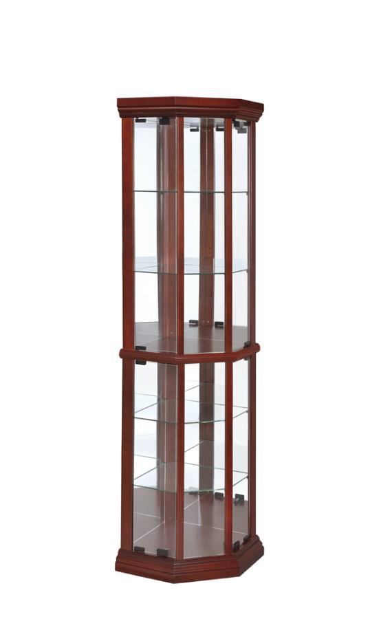 Appledale - 6-Shelf Corner Curio Display Cabinet - Medium Brown - Atlantic Fine Furniture Inc