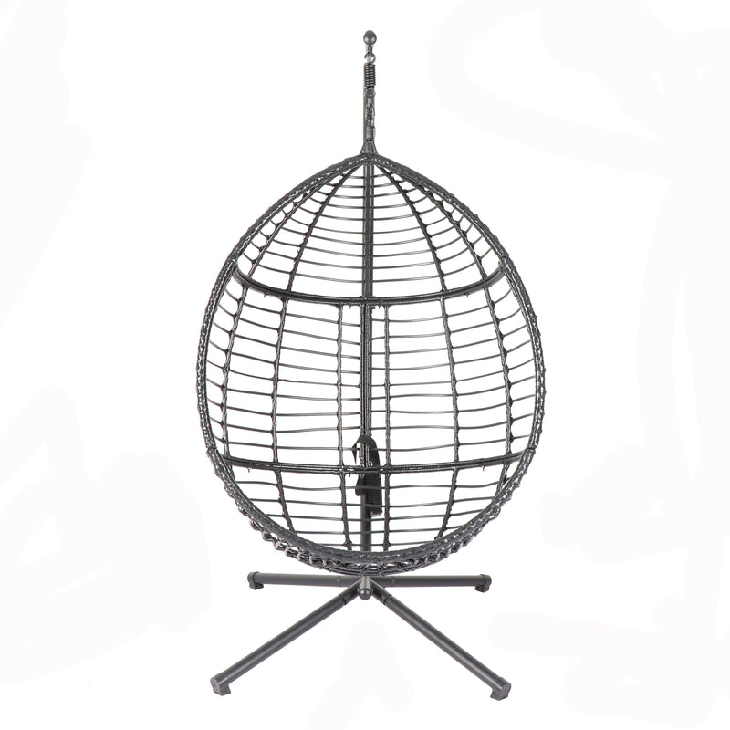 Egg Swing Chair with Stand, 300 LBS Capacity, With Comfortable Cushion, 37.4x37.4x76.77 (Grey)