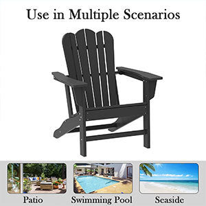 Resistant Adirondack Chair for Patio Deck Garden  Fire Pit Chair, 
Composite Adirondack Chair, Black,1 piece.