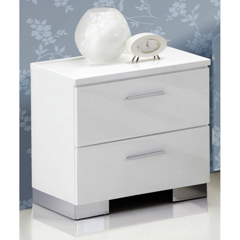 Lorimar - Nightstand - White & Chrome Leg