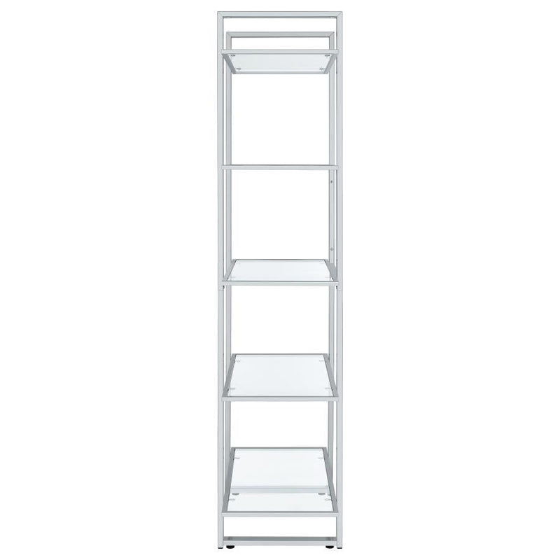 Hartford - 5-Shelf Glass Bookshelf - Chrome