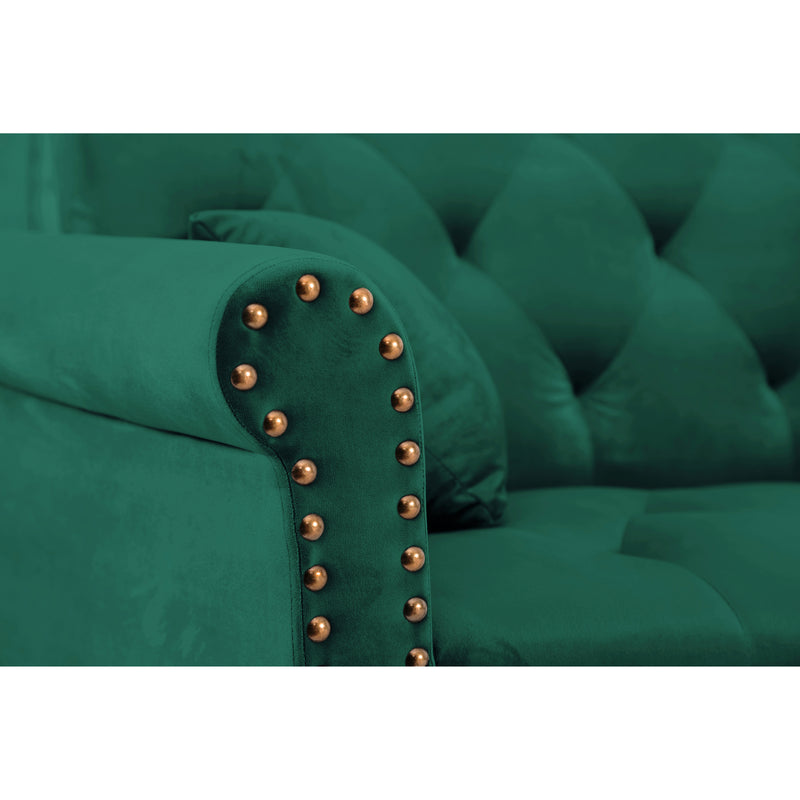 Convertible Sofa bed sleeper GREEN velvet (same as W223S00707。Size difference, See Details in page.)