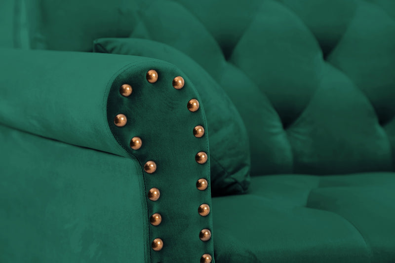 Convertible Sofa bed sleeper Green velvet  (same as W223S01594。Size difference, See Details in page.)