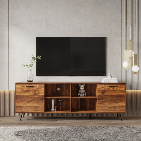 TV Stand Mid-Century Wood Modern Entertainment Center Adjustable Storage Cabinet TV Console for Living Room