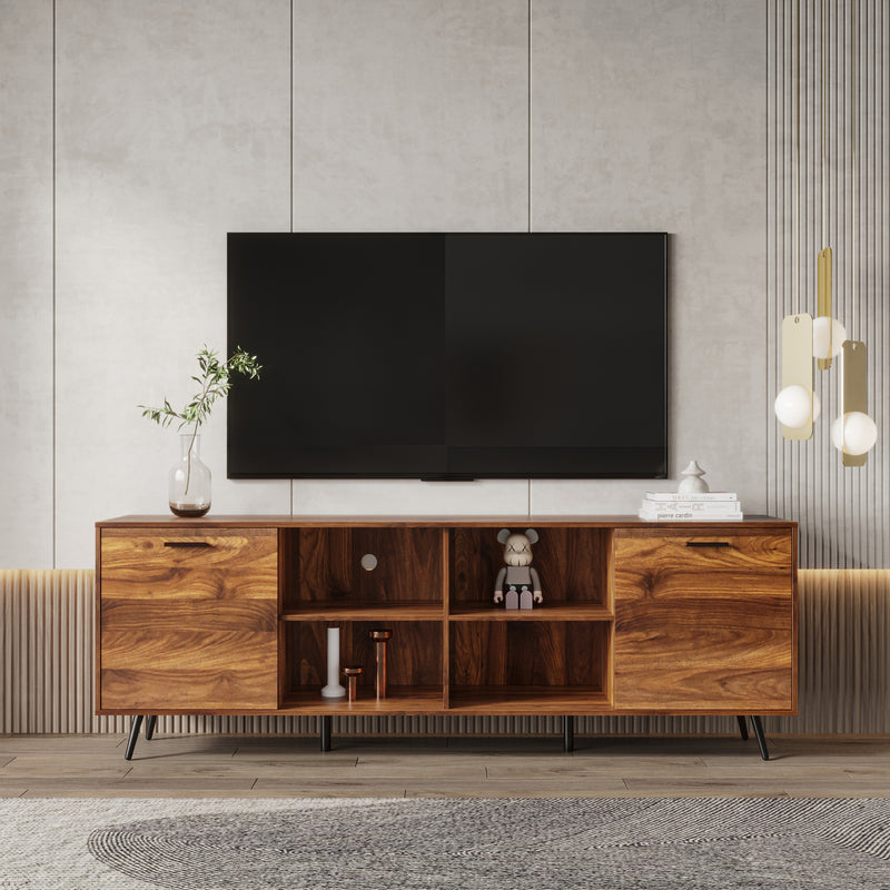 TV Stand Mid-Century Wood Modern Entertainment Center Adjustable Storage Cabinet TV Console for Living Room