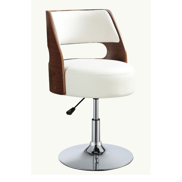 Camila - Stool - White PU & Walnut - 35"