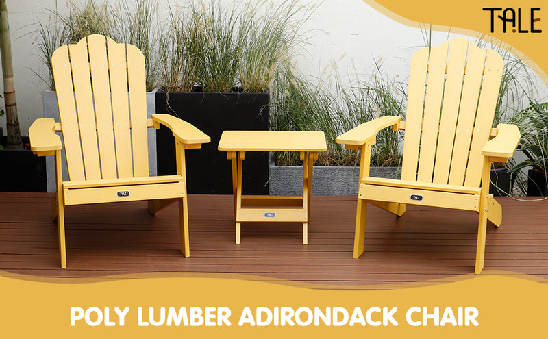 TALE Adirondack Chair Backyard Furniture Painted Seating with Cup Holder All-Weather and Fade-Resistant Plastic Wood for Lawn Outdoor Patio Deck Garden Porch Lawn Furniture Chairs Yellow