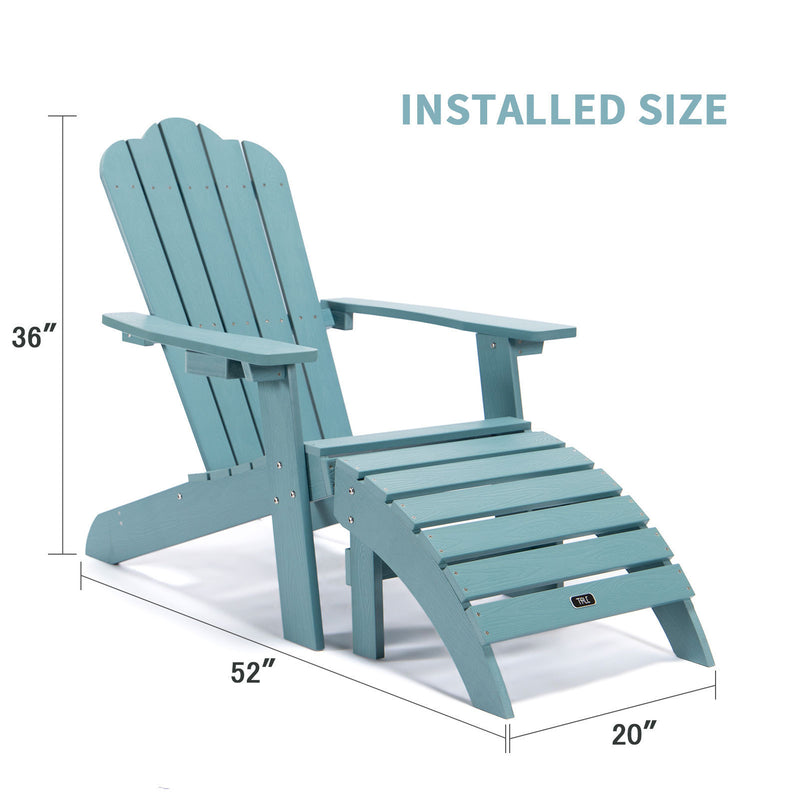 TALE Adirondack Chair Backyard Furniture Painted Seating with Cup Holder All-Weather and Fade-Resistant Plastic Wood for Lawn Outdoor Patio Deck Garden Porch Lawn Furniture Chairs Blue