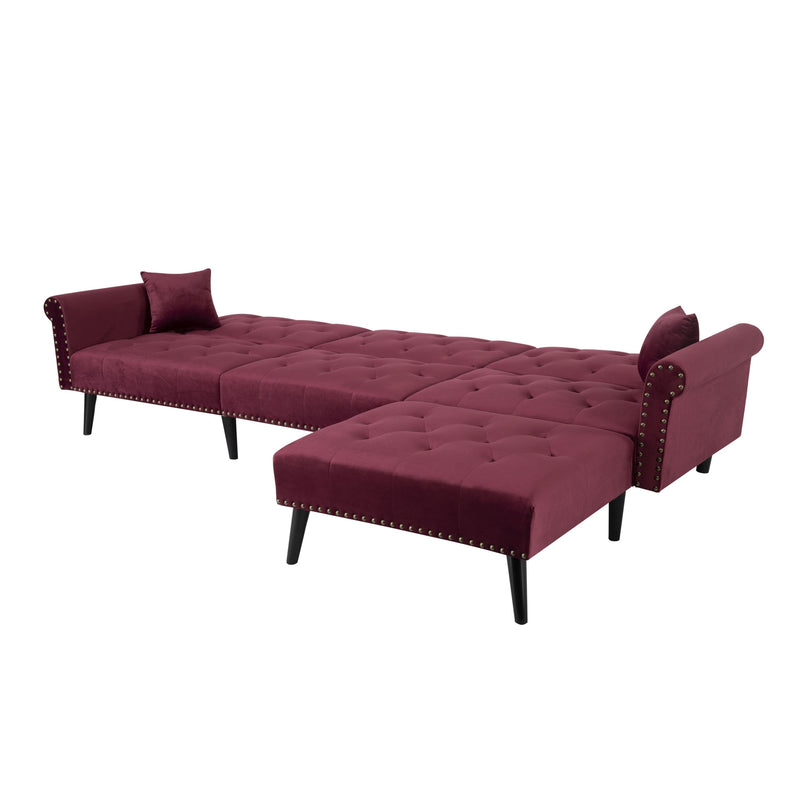 Convertible Sofa bed sleeper red velvet（W223S00006、W223S00712、W223S00458）