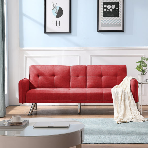 SLEEPER SOFA RED COLOR FABRIC（same as W22339670。Size difference, See Details in page.）