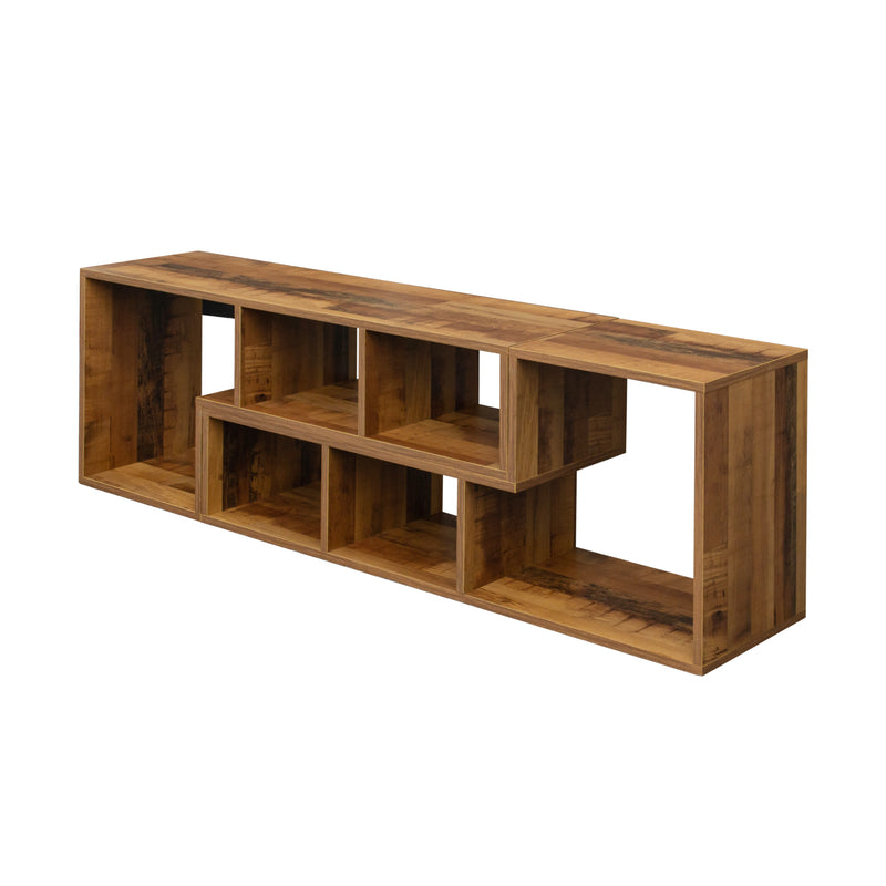 Double L-Shaped Oak TV Stand，Display Shelf ，Bookcase for Home Furniture,Fir Wood