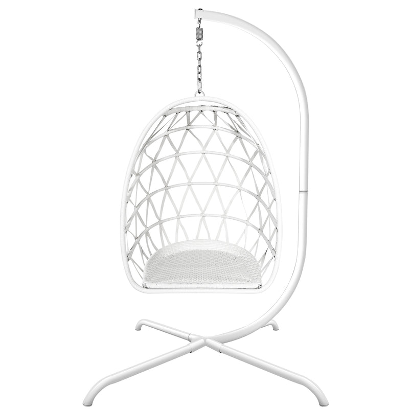 Swing Egg Chair with Stand Indoor Outdoor Wicker Rattan Patio Basket Hanging Chair with C Type bracket , with cushion and pillow,Patio Wicker folding Hanging Chair