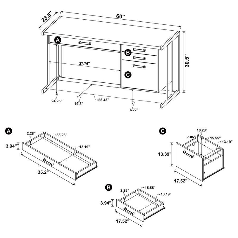 Loomis - 4-Drawer Computer Desk - Whitewashed Gray