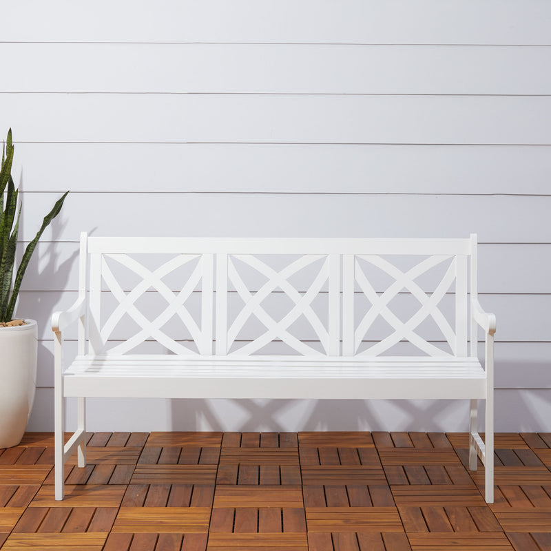 Bradley Outdoor Patio 5-foot Wood Garden Bench in White