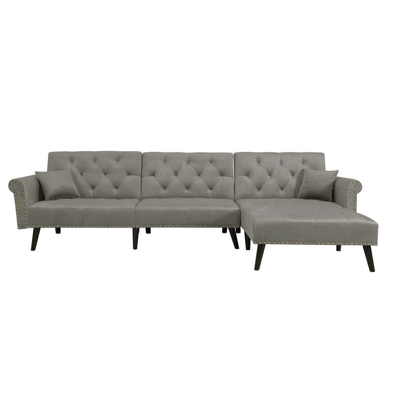 Convertible Sofa bed sleeper Light Grey velvet（W223S00002、W223S00708、W223S00870）