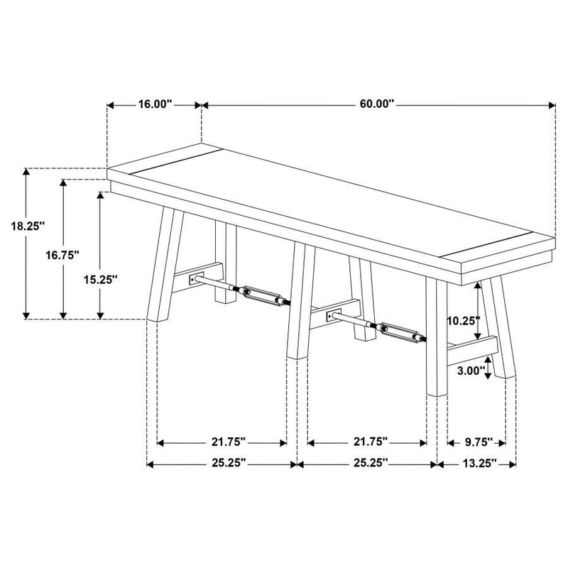 Newport - Wood Trestle Base Dining Bench - Black