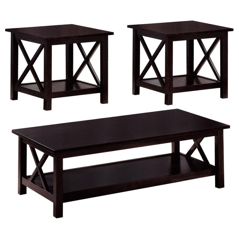 Rachelle - 3 Piece Rectangular Coffee Table Set - Deep Merlot - Atlantic Fine Furniture Inc