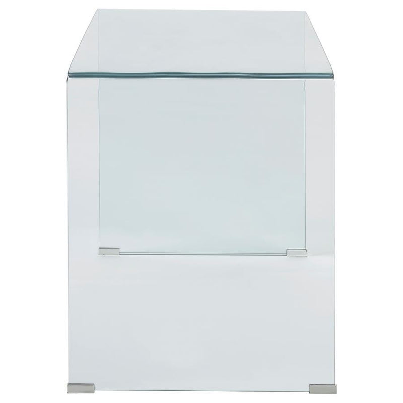 Ripley - Tempered Bent Glass Writing Desk Clear - Clear Glass