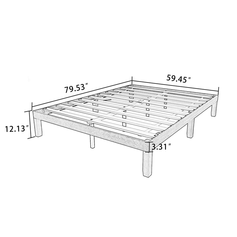 Queen Size Wood Platform Bed Frame,No Box Spring Needed,Strong Wood Slat Support,  Easy Assembly